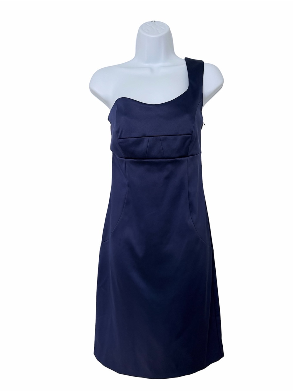 One-Shoulder Navy Cocktail Dress